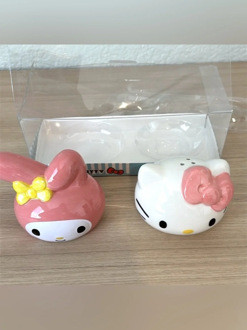 Hello Kitty & My Melody Ceramic Shakers - Pink, White & Yellow Accents